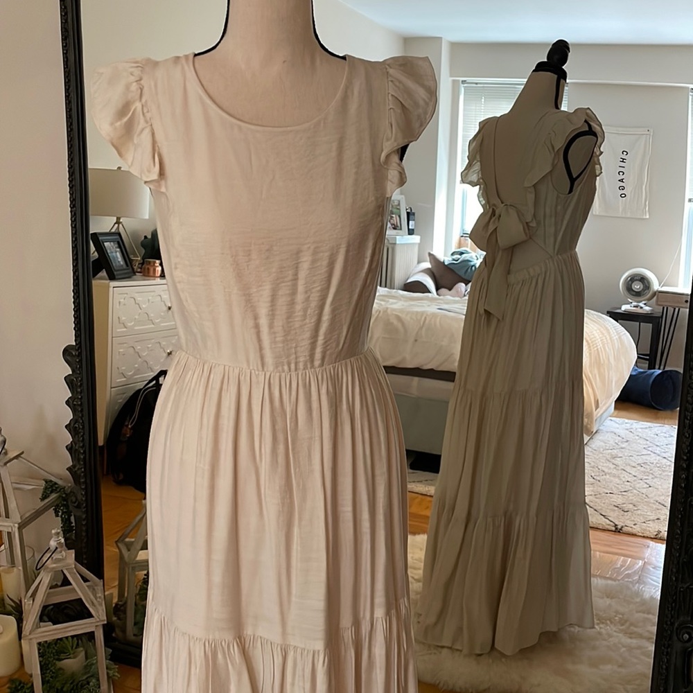 Express Cream Tiered Backless Maxi dress
